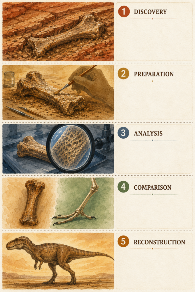 Infografía: 5 pasos para reconstruir un dinosaurio a partir de sus fósiles - mundodinos.com