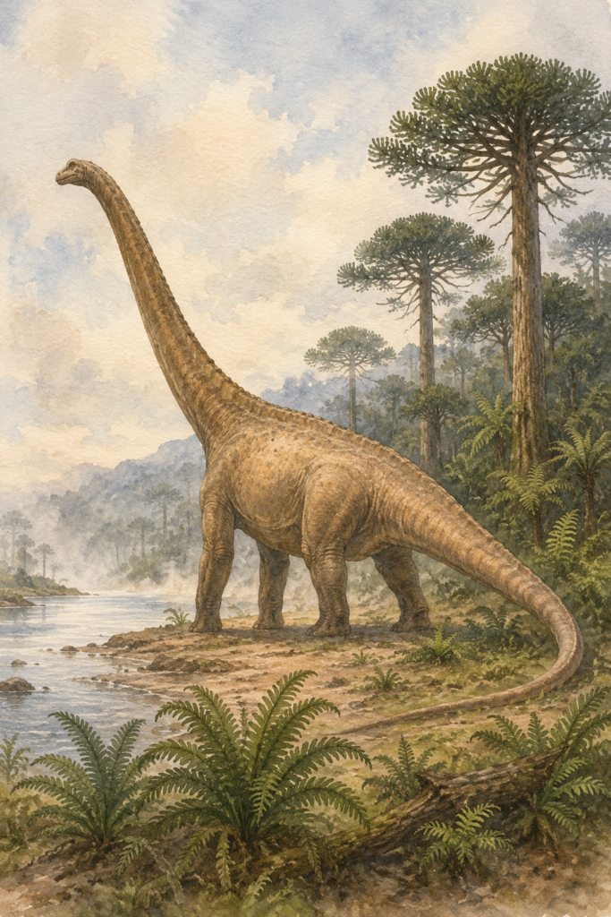 Diplodocus caminando junto a un río en el Jurásico Superior - mundodinos.com