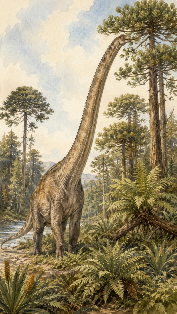 Diplodocus alimentándose de coníferas y helechos en el Jurásico Superior - mundodinos.com